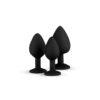 Pack 3 Butt Plug  with Crystal Silicone Black