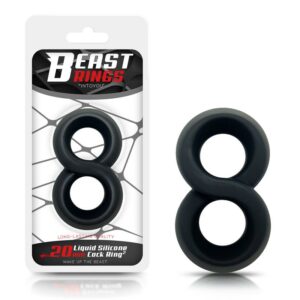 Double Penis Ring 100% Liquid Silicone 2 cm Black