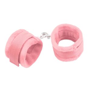 Handcuffs with Velcro with Long Fur Pink