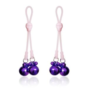 Nipple Clamps Skulls and Ring Bells Silicone and Metal Pink/Purple