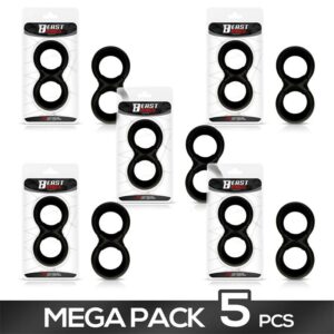 Pack of 5 Penis Ring and Testicles Liquid Silicone 25 mm