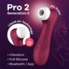 Pro 2 Gene 3 Liquid Air Technology Suction and Vibration App Connect Wine Red