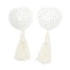 Sequin Nipple Cover with Tassel White