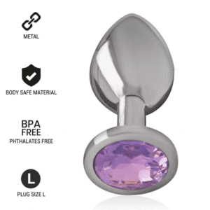 INTENSE - ALUMINUM METAL ANAL PLUG WITH VIOLET CRYSTAL SIZE L