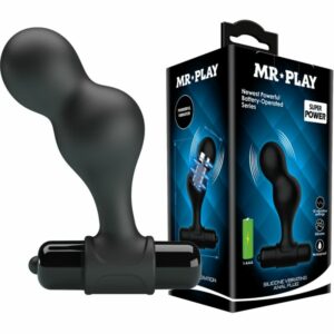 MR PLAY - BLACK SILICONE VIBRATOR ANAL PLUG