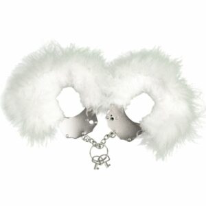 ADRIEN LASTIC - METAL HANDCUFFS WITH WHITE FEATHERS