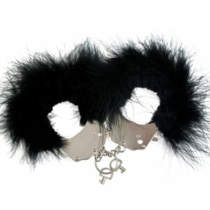 ADRIEN LASTIC - METAL HANDCUFFS WITH BLACK FEATHERS