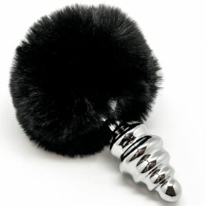 ALIVE - ANAL PLEASURE PLUG SPIRAL METAL FLUFFY BLACK SIZE M