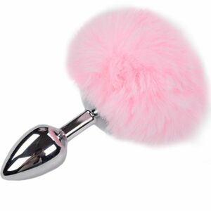 ALIVE - ANAL PLEASURE PLUG SMOOTH METAL FLUFFY PINK SIZE M