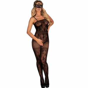 LIVCO CORSETTI FASHION - CARISSM LC XG051 BODYSTOCKING CROTCHLESS BLACK ONE SIZE