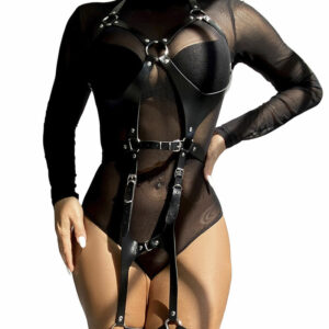 SUBBLIME - FULL BODY HARNESS WITH LEATHER BUCKLES BLACK ONE SIZE