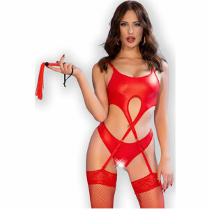 CHILIROSE - CR 4625 SET FOUR PIECES CROTCHLESS RED L