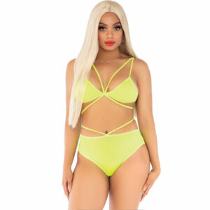 LEG AVENUE - TOP & PANTIES YELLOW WITH STRAPS