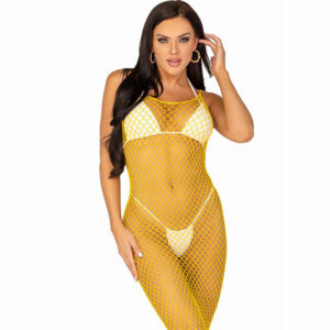 LEG AVENUE - LONG NET DRESS YELLOW ONE SIZE