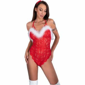 LIVCO CORSETTI FASHION - SANTAS LACE LADY BODY CROTCHLESS CHRISTMAS L/XL