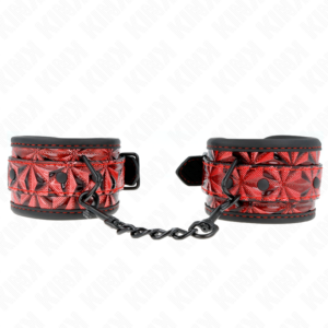 KINK - DIAMOND PATTERN WRIST RESTRAINTS DARK RED ADJUSTABLE 17-26 CM X 5.5 CM