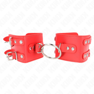 KINK - FIXED WRIST RESTRAINTS WITH RING AND STUDS ADJUSTABLE RED 17-22 CM X 6.5 CM