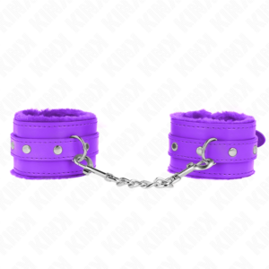 KINK - PREMIUM FUR LINED WRIST RESTRAINTS PURPLE WITH PURPLE BELT ADJUSTABLE 17-29 CM X 6 CM