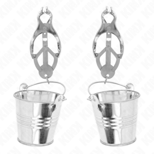 KINK - JAPANESE CLOVER NIPPLE CLAMPS WITH BUCKETS SILVER