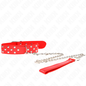 KINK - RING RIVET STRAP NECKLACE WITH BELT 65 CM RED ADJUSTABLE 36-50 CM X 3.8 CM