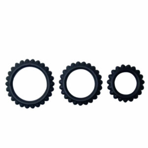 BAILE - TITAN SET 3PCS COCK RING BLACK 2.8 + 2.4 + 1.9 CM