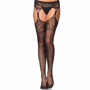 LEG AVENUE - TEAR DROP GARTERBELT SOTCKINGS BLACK