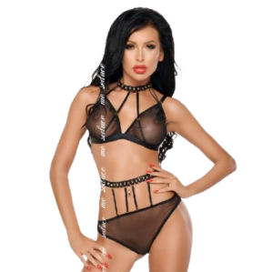 ME-SEDUCE - DOTTY SET TWO PIECES BLACK XXL/XXXL