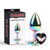 Rainbow Effect Metal Butt Plug with Heart Jewel 2