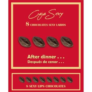 Red Box of 8 Dark Chocolate lips-Shaped Candies 8 units