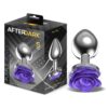 Metal Anal Plug with Purple Rose Base - Size S