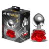 Metal Anal Plug with Red Rose Base - Size S