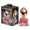 Rosegold Metal Anal Plug with Pink Rose Base - Size M