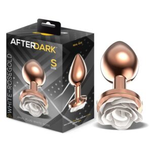 Rosegold Metal Anal Plug with White Rose Base - Size S