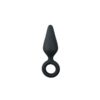 Black Buttplugs With Pull Ring - Medium