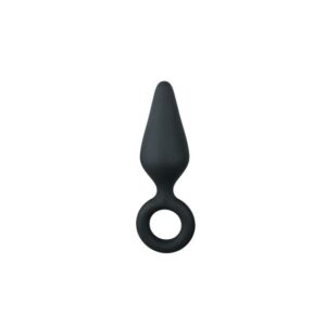 Black Buttplugs With Pull Ring - Medium